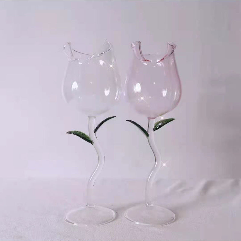 Glass Rose Shaped Wine Cup