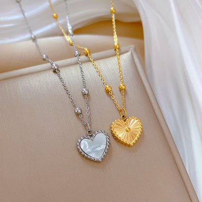 Heart-shape Love Gold Necklace For Valentines Day