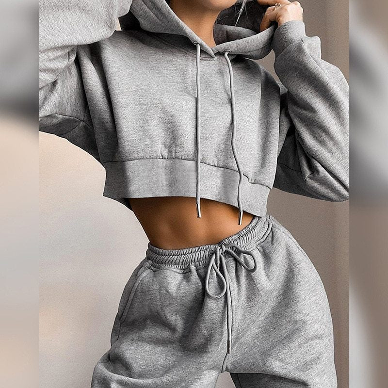 Winter Tracksuit Hoodie and Sweatpants Sports Set