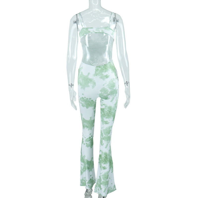 Tie Dye Slim Wide Leg Hip Lifting Jumpsuit