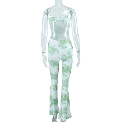 Tie Dye Slim Wide Leg Hip Lifting Jumpsuit