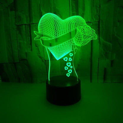 Customize Your 3D Effect Optical Illusion Table Rose Lamp With Your Name For Valentines