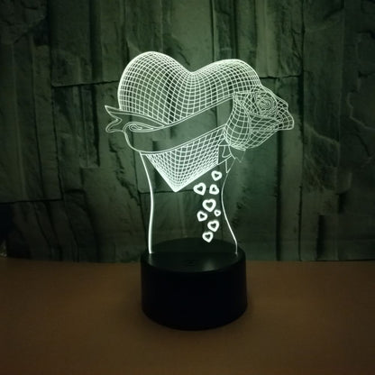 Customize Your 3D Effect Optical Illusion Table Rose Lamp With Your Name For Valentines