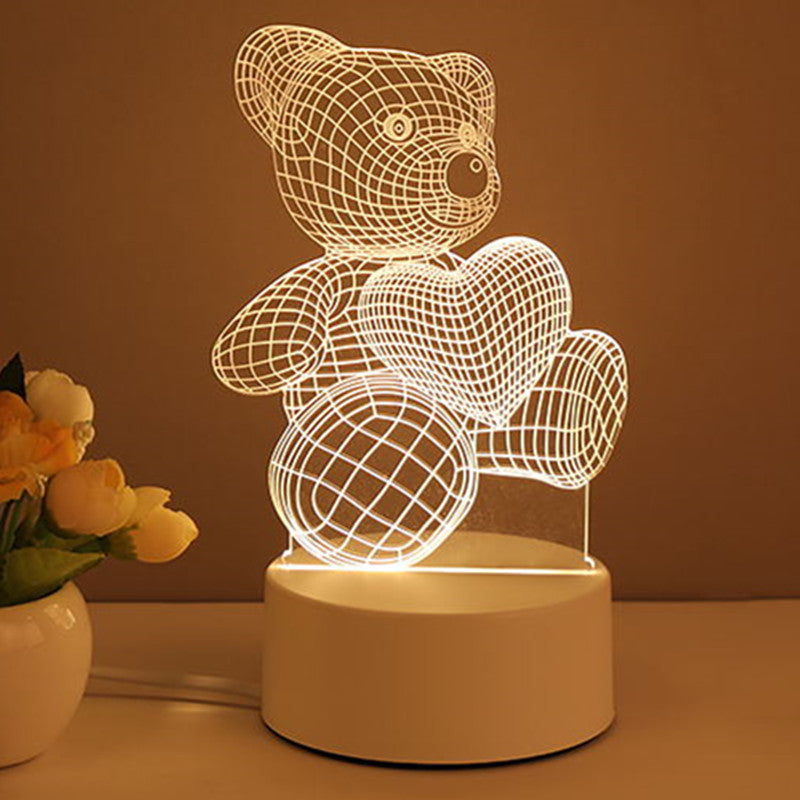 3D Heart shaped Acrylic USB LED Neon Night Lamp  for Xmas Home Decor & Valentines Day Gift