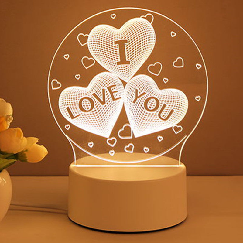 3D Heart shaped Acrylic USB LED Neon Night Lamp  for Xmas Home Decor & Valentines Day Gift