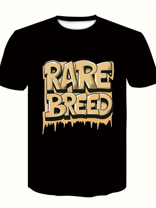 Graffiti Style RARE BREED Round Neck Short Sleeve T-shirt