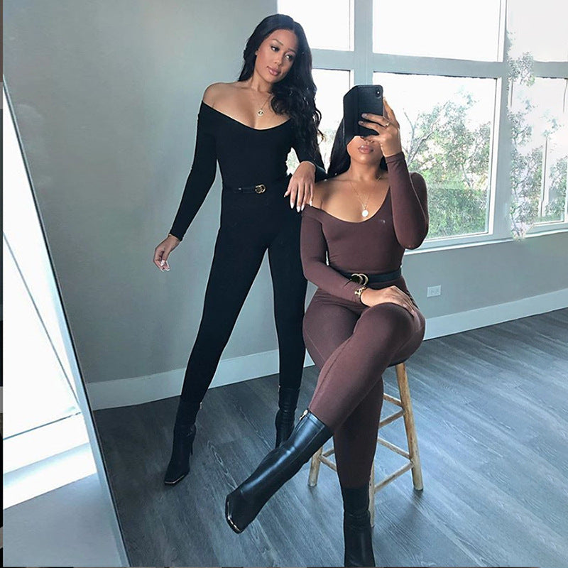 Low Neck Tight High Waist Fitness Jumpsuit