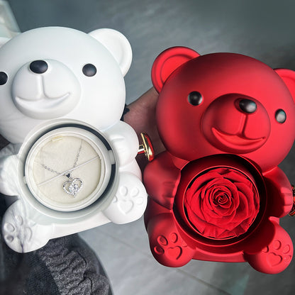 Bear With Rotating Flower Jewelry Box