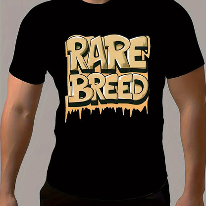 Graffiti Style RARE BREED Round Neck Short Sleeve T-shirt