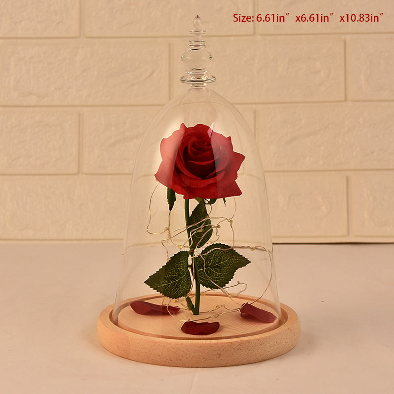 Glass Cover Rose LED Light Valentine Day Gift