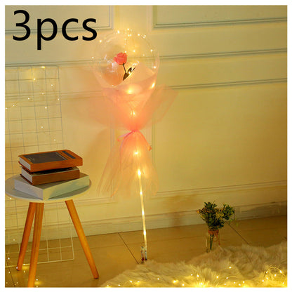 LED Luminous Balloon Rose Bouquet Transparent Bobo Ball Rose