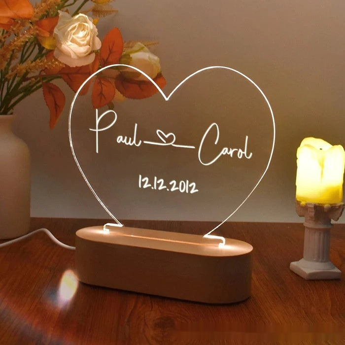 Customize Your Night Light As Valentines Day Anniversary For Him or Her Names And Date Engagement Gift