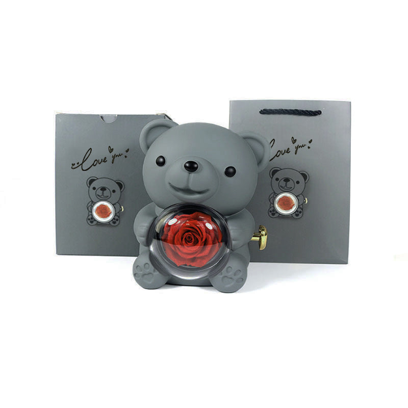 Bear With Rotating Flower Jewelry Box