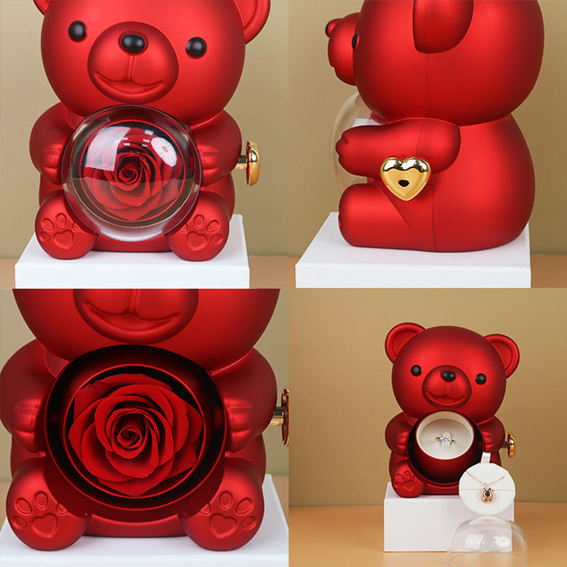 Bear With Rotating Flower Jewelry Box