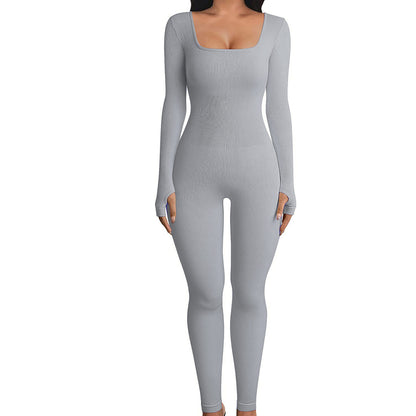 Women's Yoga Sports Fitness Long-sleeve Jumpsuit