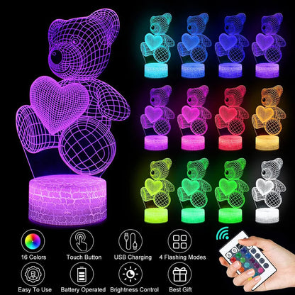 3D Lamp Acrylic USB LED Neon Night Light Lamp Xmas Christmas Decorations For Home Bedroom Birthday Decor Valentines Day Gifts