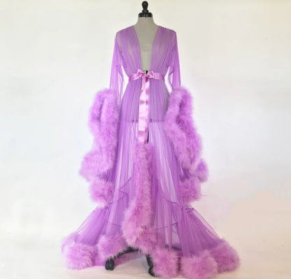 Women  Sexy See Through Fur Robe