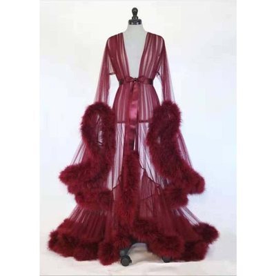 Women  Sexy See Through Fur Robe