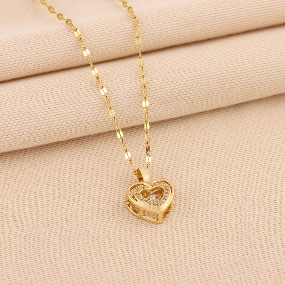 Valentines Day Gift Double-layer Smart Love Pendant Necklace Fashion Jewelry