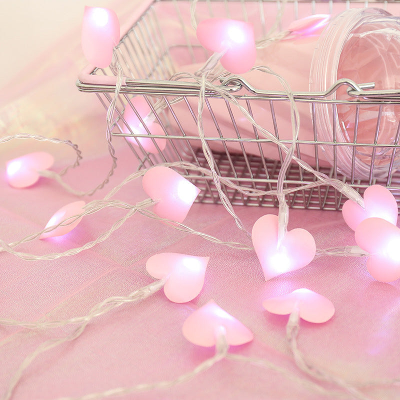 Led Curtain Lights Fabric Peach Heart String Lights