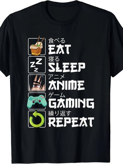 Eat, Drink, Sleep, Anime Games, Loop, Cute Otaku, Anime Comics,  Unisex T-shirt