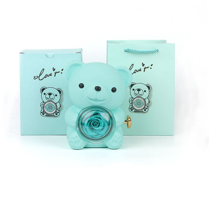 Bear With Rotating Flower Jewelry Box