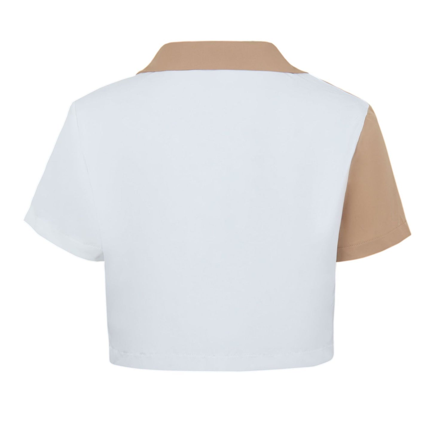 Contrast Paneled Crop Top Short Sleeve Shirt