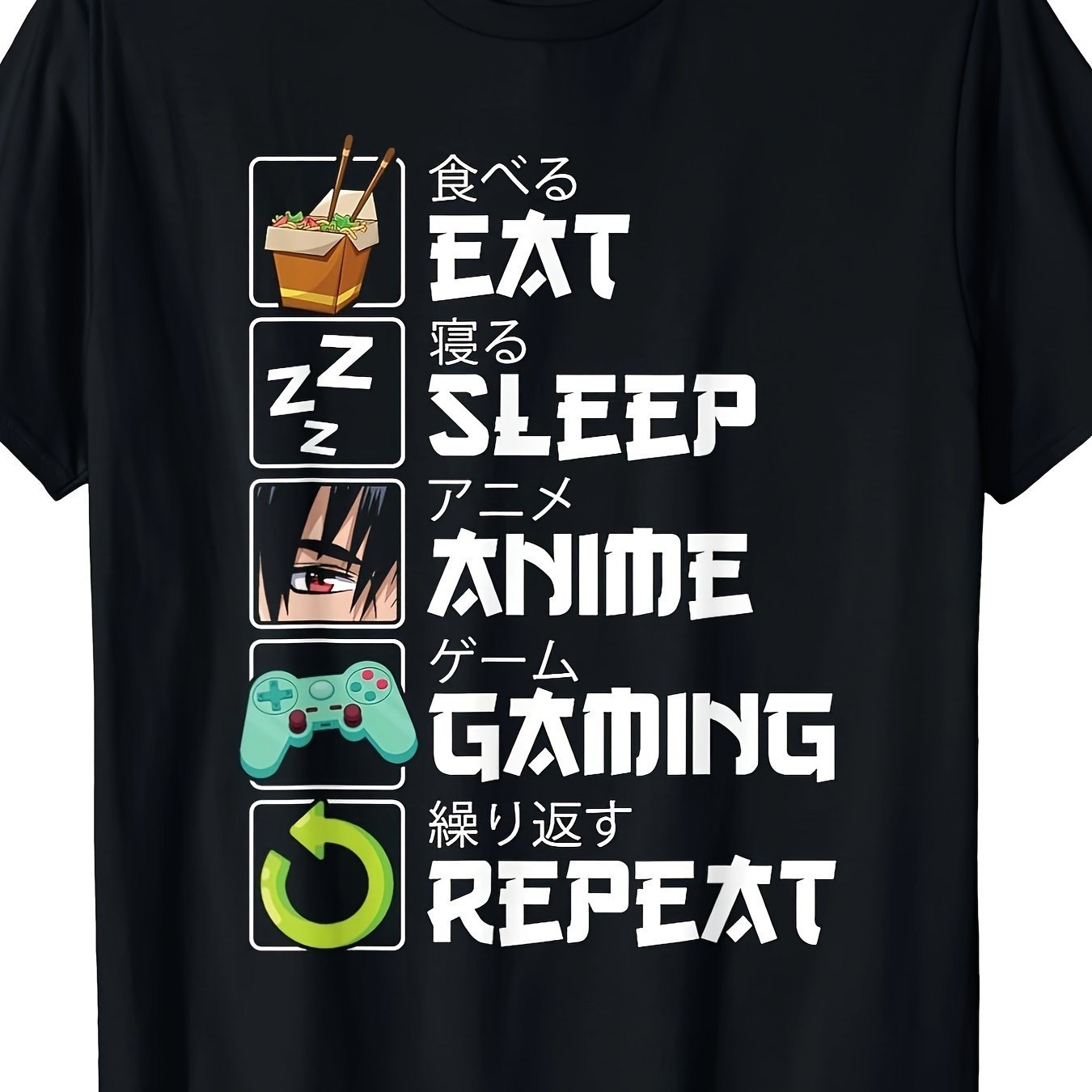 Eat, Drink, Sleep, Anime Games, Loop, Cute Otaku, Anime Comics,  Unisex T-shirt