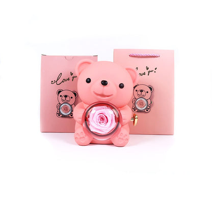 Bear With Rotating Flower Jewelry Box