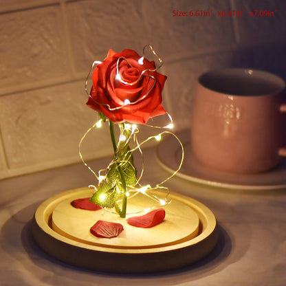 Glass Cover Rose LED Light Valentine Day Gift