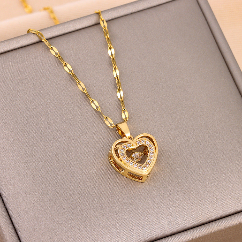 Valentines Day Gift Double-layer Smart Love Pendant Necklace Fashion Jewelry