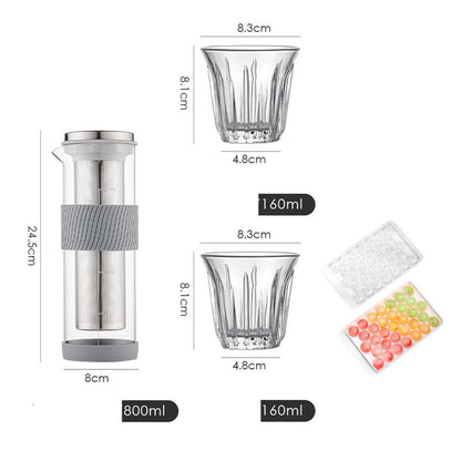 Ice Drip Coffee Pot Silicone Base Coffee Cold Extraction Pot For Kitchen Bar Cold Brew Coffee Maker Juice Tea Filter Glass Pot