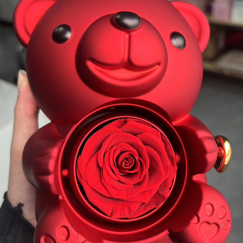 Bear With Rotating Flower Jewelry Box