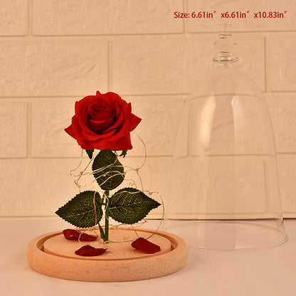 Glass Cover Rose LED Light Valentine Day Gift