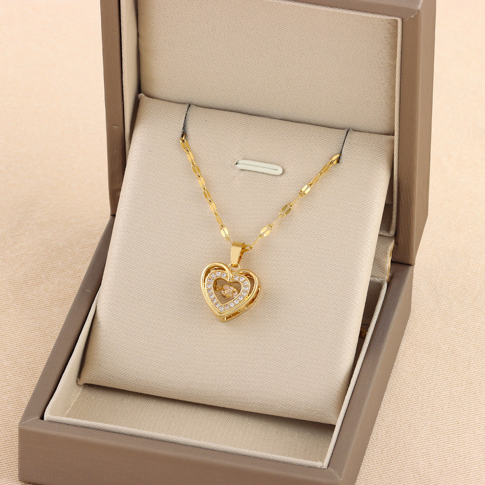 Valentines Day Gift Double-layer Smart Love Pendant Necklace Fashion Jewelry