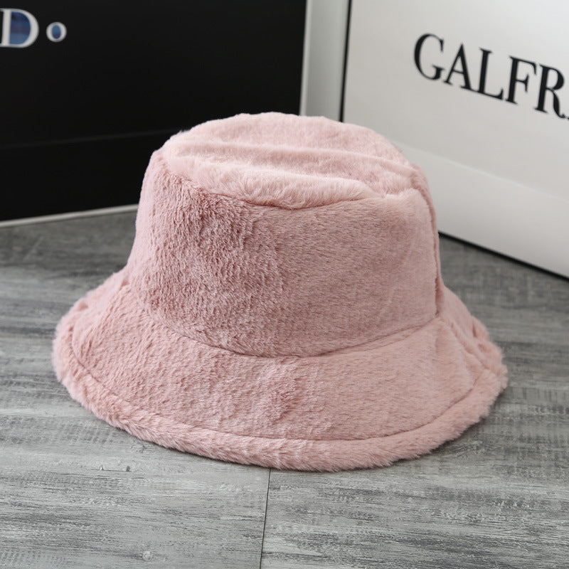 Curled Soft Plush Solid Color Hat