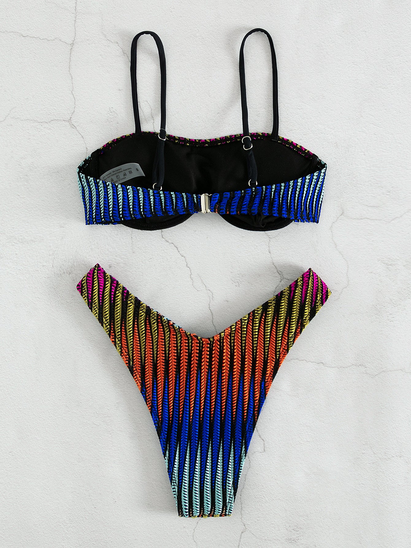 Ripple Strip Bikini Swimsuit