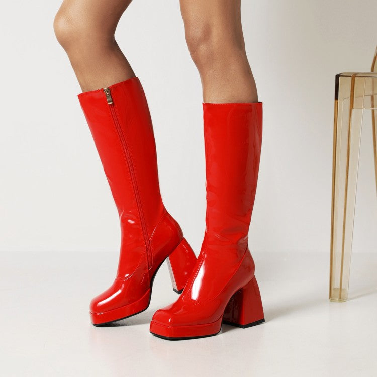 Waterproof Platform Candy Color High Boots Women