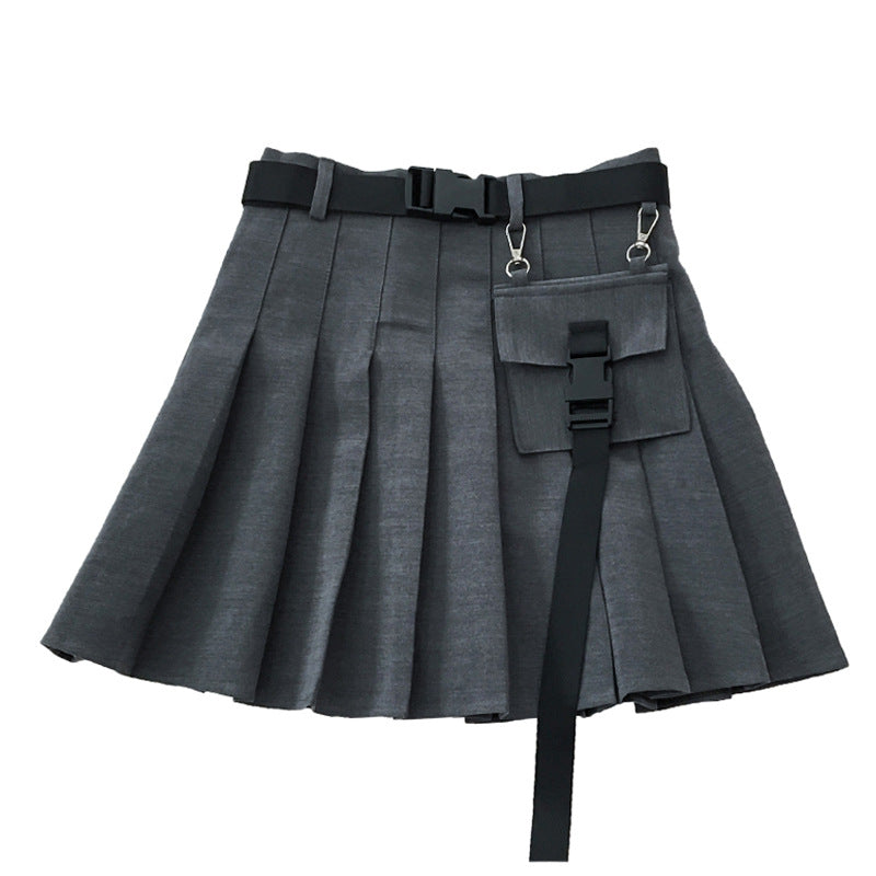 High waist a-line pleated skirt