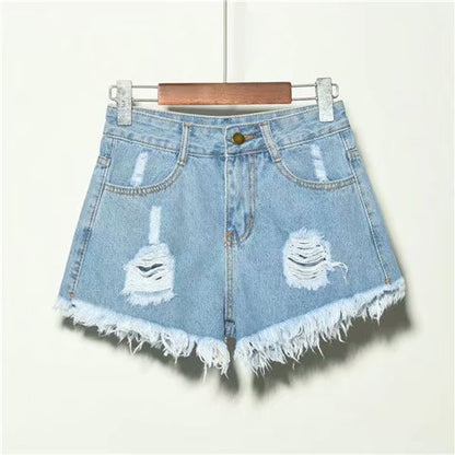 Loose High Waist Cut Out Jean Shorts