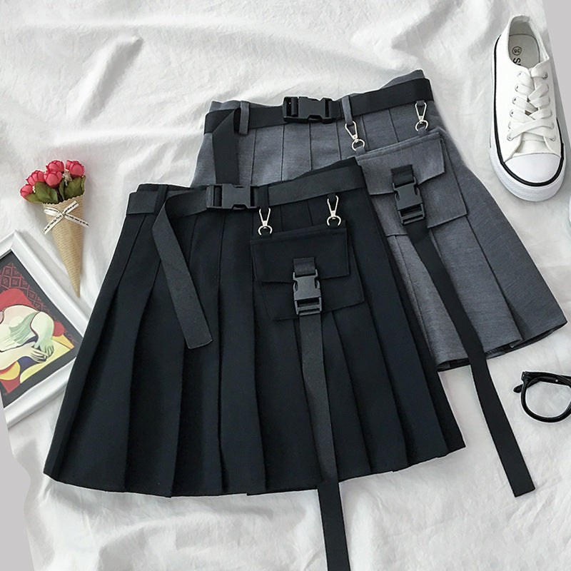 High waist a-line pleated skirt