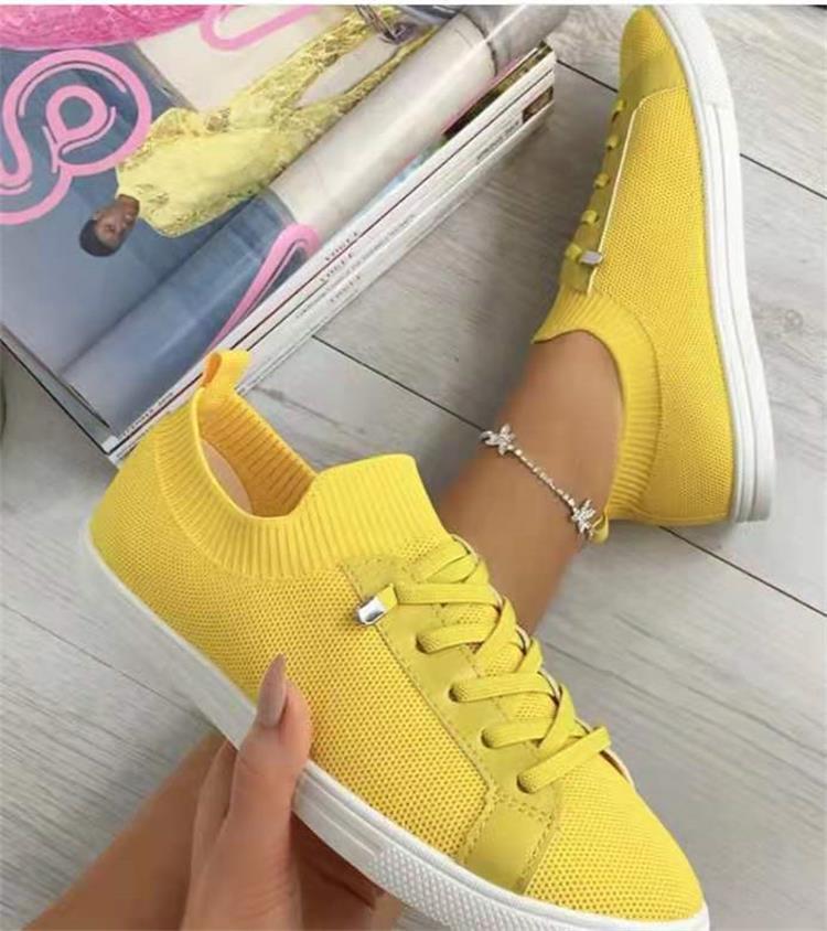 Flat Lace-Up Fly Woven Mesh Breathable Shoes