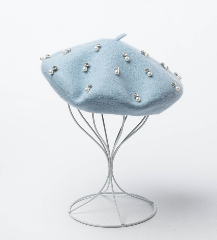 Rhinestone wool beret