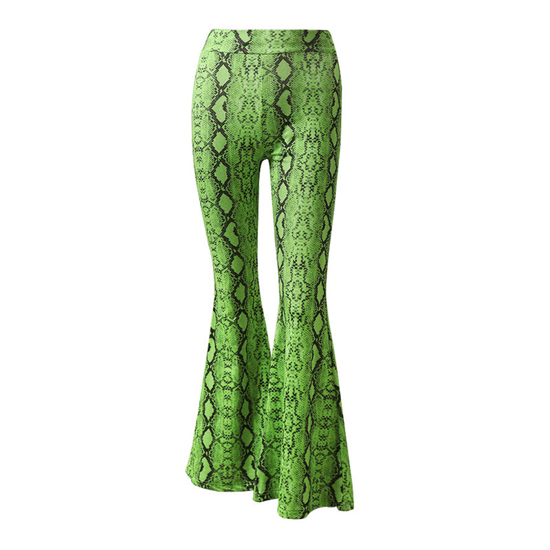 Snakeskin Print Wide Leg Pants