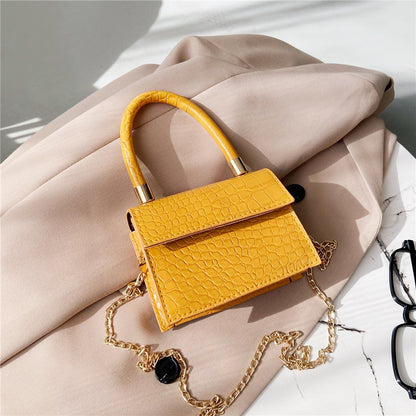 Ladies Small Square Bag PU Chain Crossbody Bag