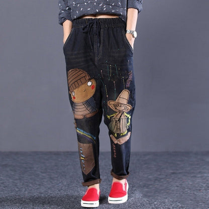 Old Color Retro Patch Denim Pants