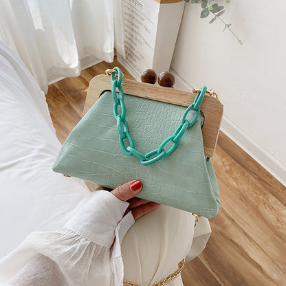 Wood Pu Chain Bag