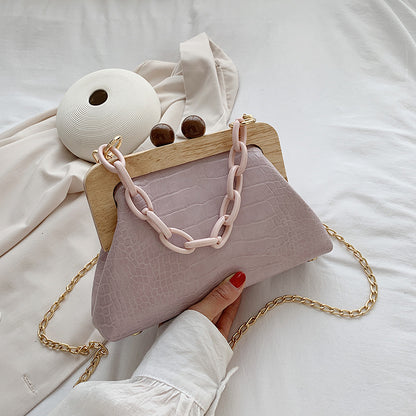 Wood Pu Chain Bag