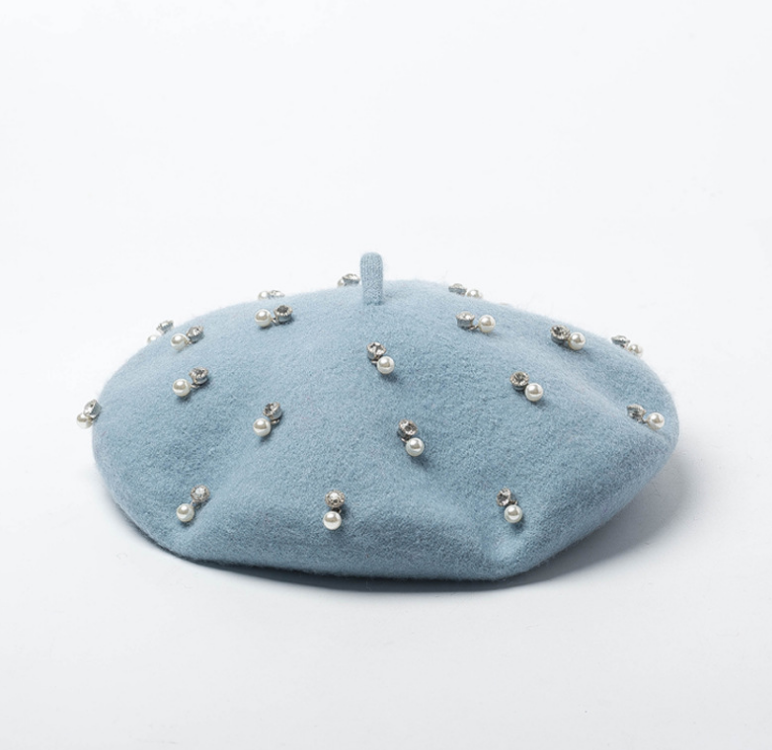 Rhinestone wool beret