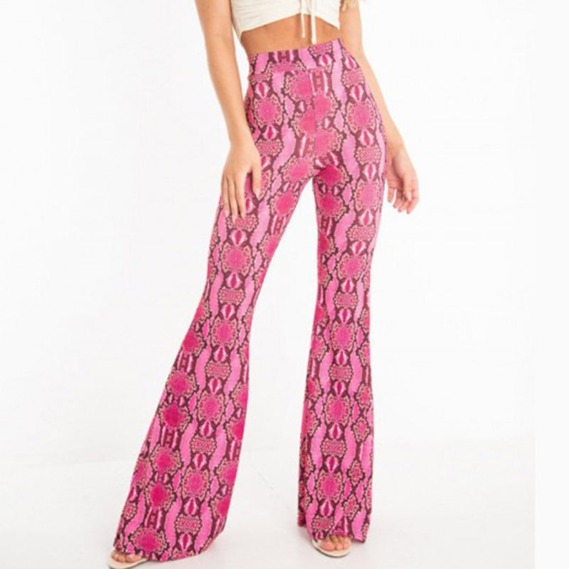 Snakeskin Print Wide Leg Pants